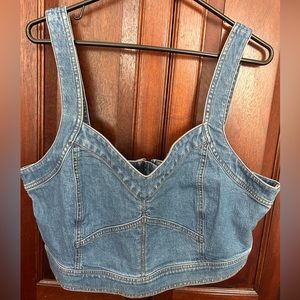 Madewell Cotton-Hemp Denim Supercrop Tank Top in Gabler Wash